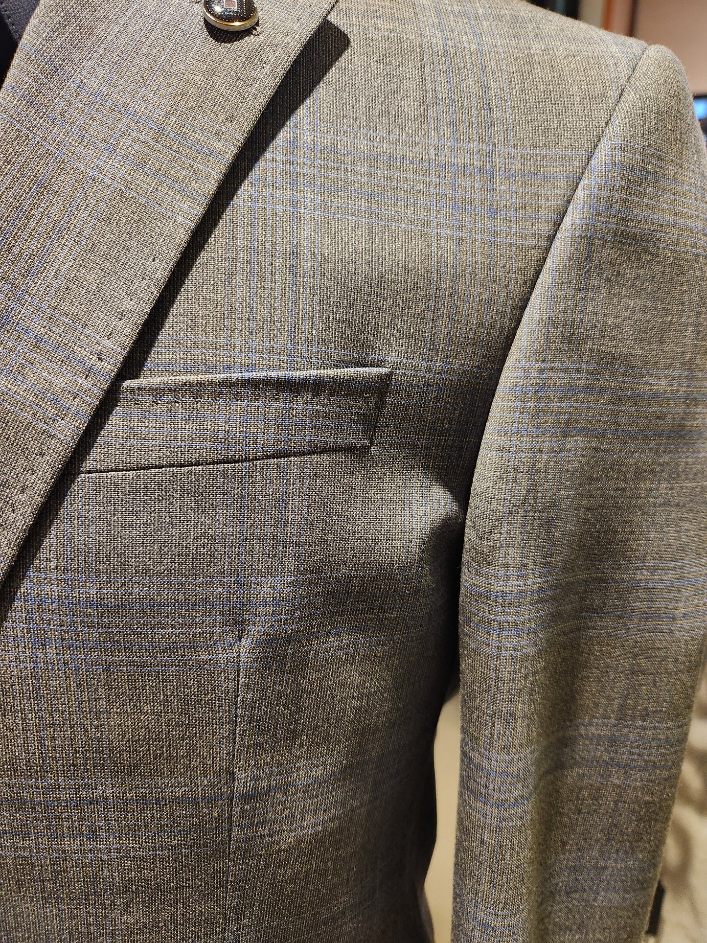 Ted Baker Jay Sport Coat in Grey/Blue Shadow Plaid