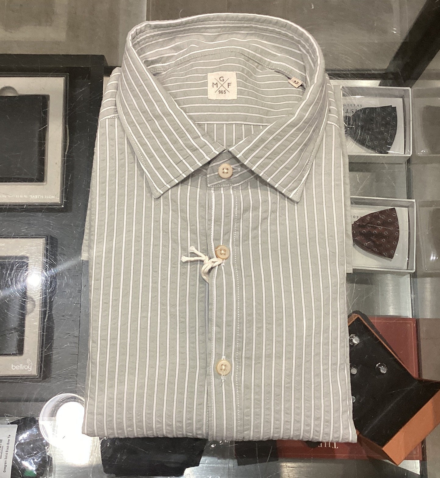 GMF 965 Striped Seersucker Shirt - Green