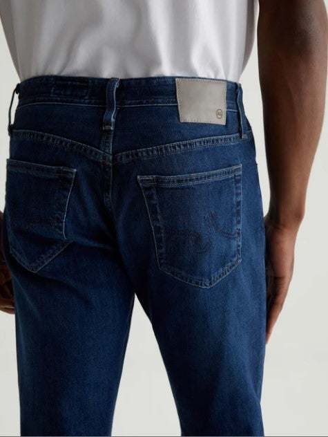 AG Jeans Everett slim straight leg dark wash men's jeans showcasing premium stretch denim and comfortable mid-rise fit