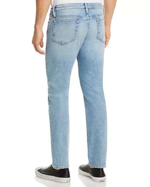 Frame L'Homme Slim Jean men's slim fit stretch denim with classic 5-pocket design and tapered leg