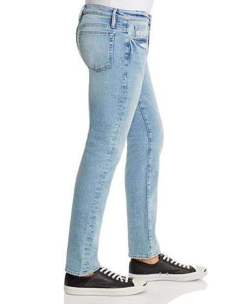 Frame L'Homme Slim Jean men's slim fit denim with mid rise and tapered leg in comfort stretch fabric
