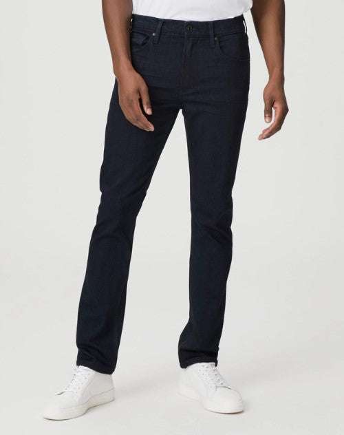Men's Paige Transcend Lennox Slim Jean in dark wash with slim tapered fit and stretch denim for comfort and style