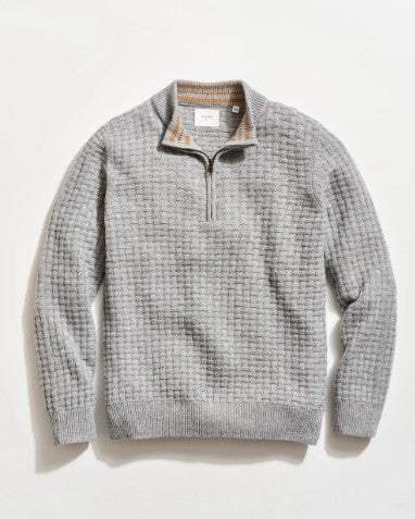 Billy Reid Basketweave Half Zip Sweater - Silver