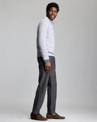 Billy Reid Basketweave Half Zip Sweater - Silver