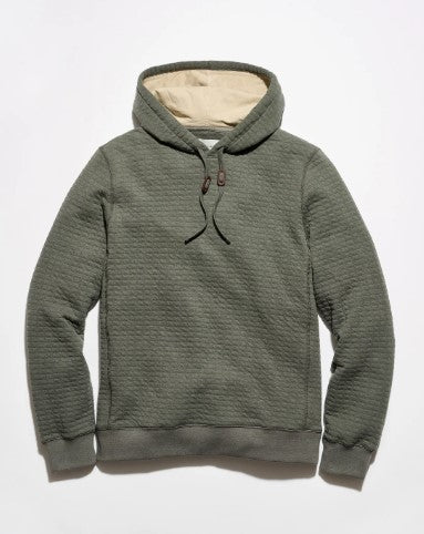 Billy Reid Box Quilt Hoodie Pullover - Washed Grey