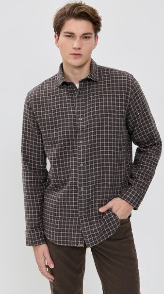 Billy Reid Hutcheson Window Plaid Shirt - Asphalt