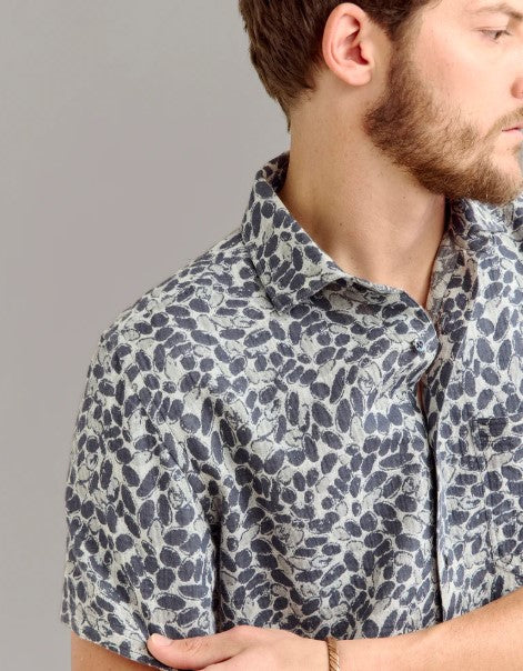 Billy Reid Short Sleeve Pebble Jacquard Treme Shirt