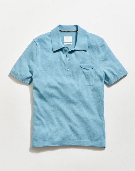 Billy Reid Cotton Linen Sweater Polo - Sky Blue