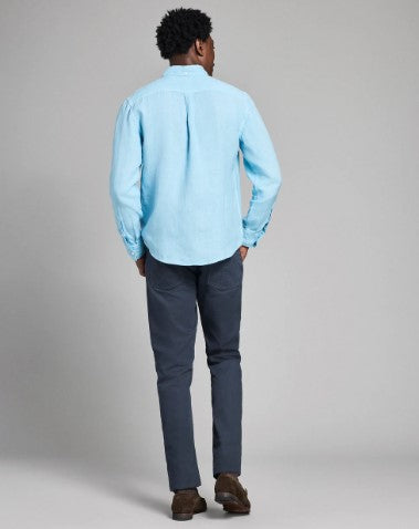 Billy Reid Tuscumbia Linen Shirt Button Down - Sky Blue