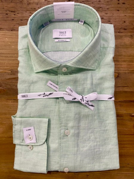 Eterna Twill Cotton Shirt in Light Green