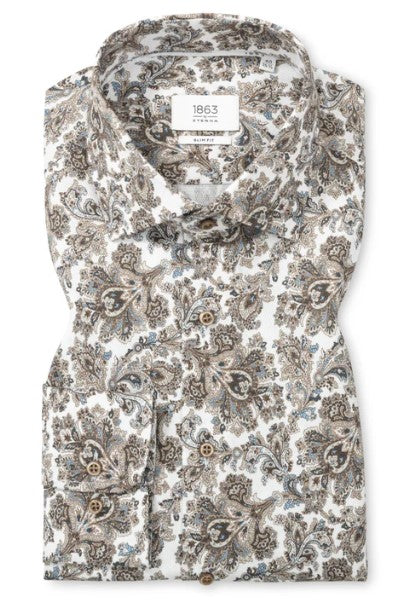 Eterna Paisley Print Dobby Slim Fit Shirt