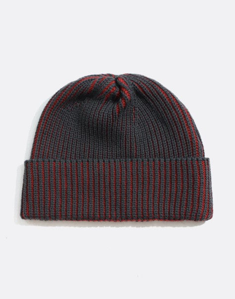 Far Afield Ribbed Knit Beanie - Red/Grey