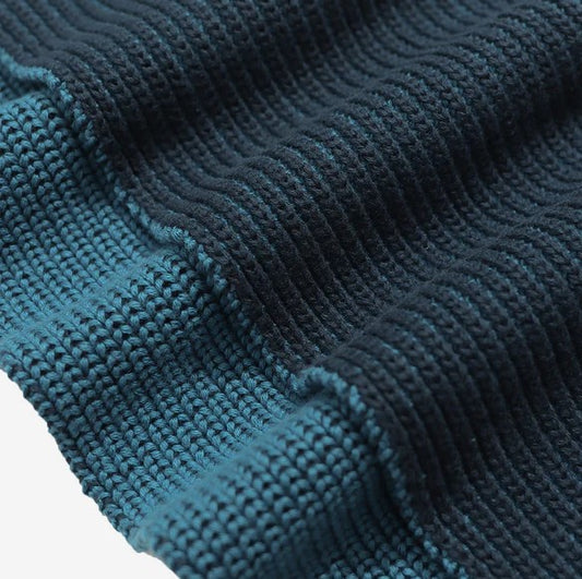 Far Afield Ribbed Knit Scarf - Navy/Blue