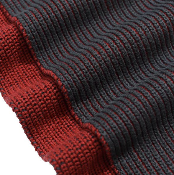 Far Afield Ribbed Knit Scarf - Red/Grey