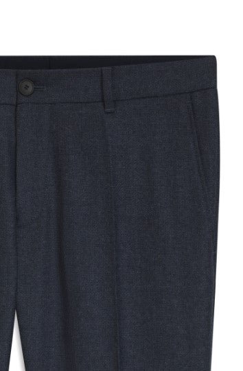 Hugo Boss Genius Slim-fit patterned pants in Italian virgin wool - Dark Blue