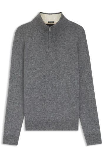 Hugo Boss Hemarlo Wool-cashmere sweater with zip neck - Grey