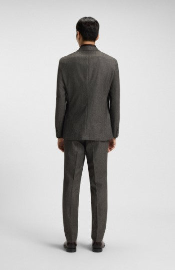 Hugo Boss Slim-Fit Blazer in Micro-Pattern - Dark Brown