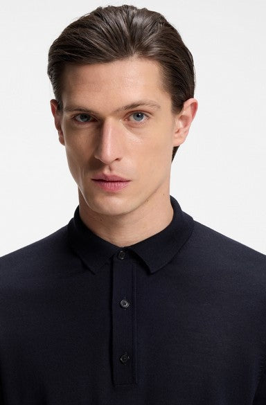 Hugo Boss Nolano Knit polo in virgin wool - Navy
