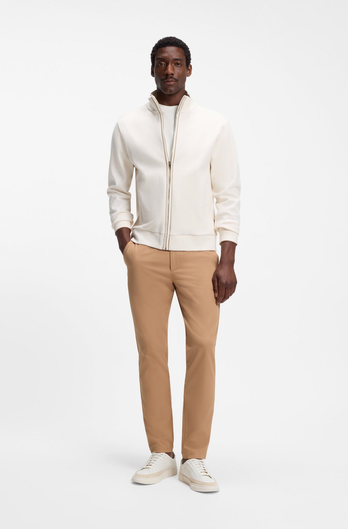 Hugo Boss Leather sneakers with suede trims - White