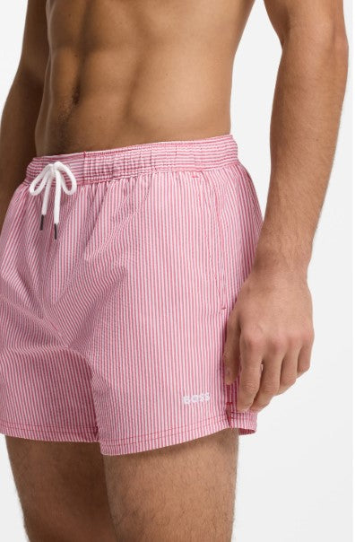 Hugo Boss Velvetfish Seersucker Swim Short - Dark Red