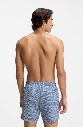 Hugo Boss Vibe Printed Swim Shorts - Light Blue