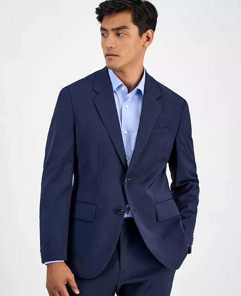 Navy Hugo Henry Getlin Suit slim fit two-piece with notched lapels and flap pockets