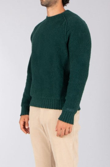 Hugo San Christopher Slub Crew Neck Sweater - Green
