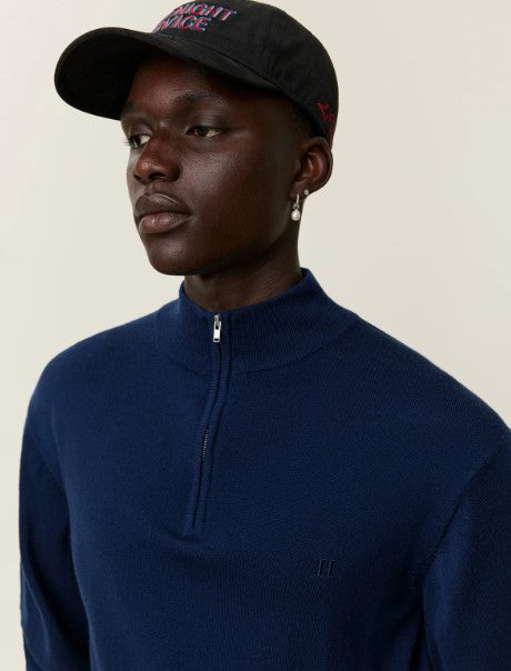 Les Deux Greyson Half-Zip Merino Knit - Dark Navy
