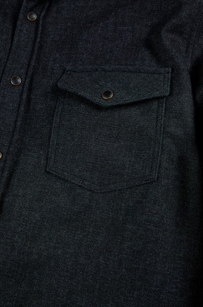 Nicoby Stretch Flannel Knit Over Shirt - Black