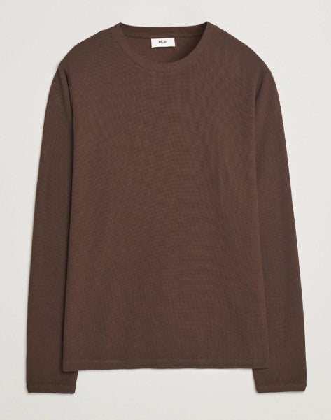 NN07 Clive Waffle Knit Tee - Deep Truffle