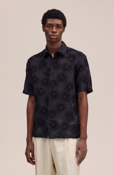 NN07 Freddy Dobby Weave Shirt - Black
