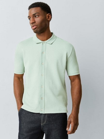 Paul Smith Button Down Geo Knit Shirt - Green