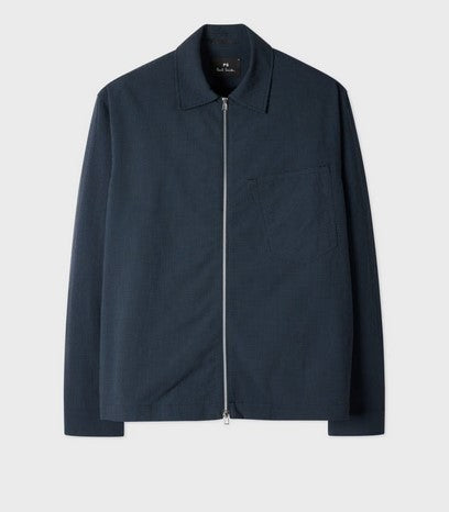 Paul Smith ジャケット Paul Smith Blue Seersucker Check Zip Shirt Jacket - Blue – Raggs