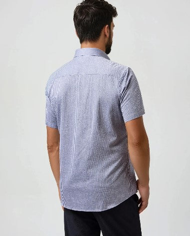 Stone Rose BOARDWALK Navy Seersucker Shoreline Stripe Shirt