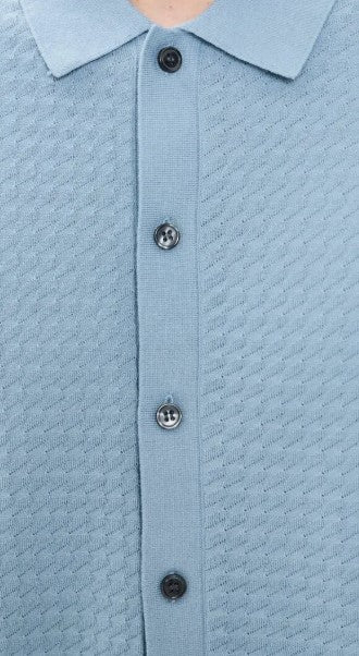 Theory Cairn Short-Sleeve Sweater in Cotton - Rainstorm