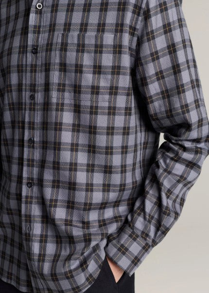 Allen Allen Plaid Cotton-Blend Button-Front Shirt - Late Evening