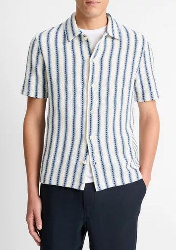 Vince Beach Stripe Italian Cotton-Blend Shirt