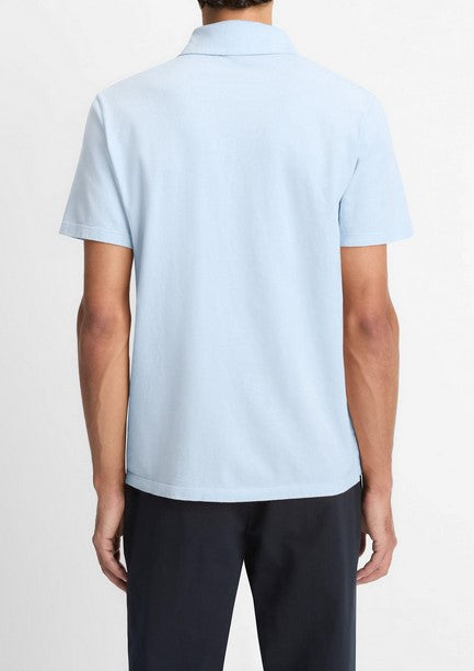 Vince Garment Dye Cotton Polo Shirt - Washed Rainwater