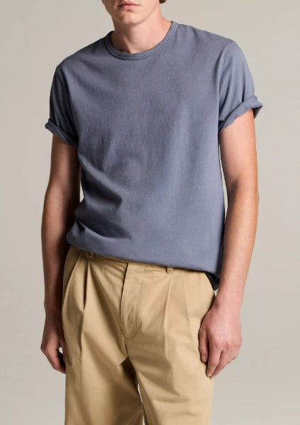 Vince Garment Dye Cotton T-Shirt - Washed Hawk Blue