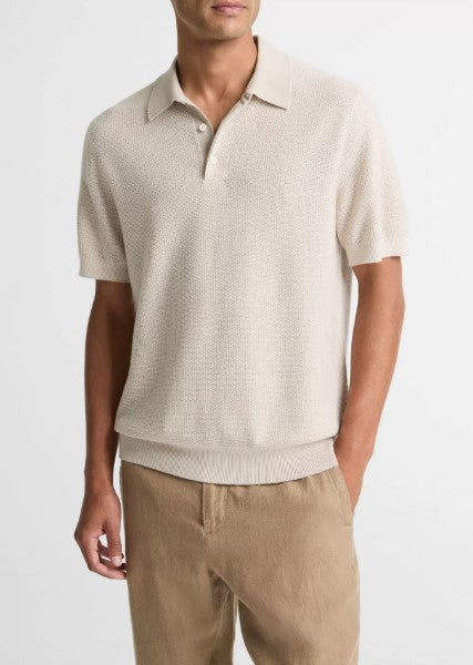 Vince Geo-Jacquard Wool-Blend Blend Polo Sweater - Sand