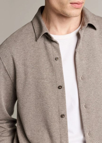 Vince Herringbone Cotton-Blend Button-Front Shirt - Tarmac