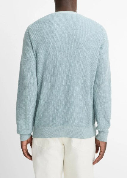 Vince Geo-Jacquard Wool-Blend Crew Neck Sweater - Lagoon