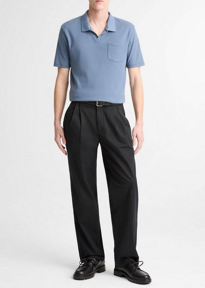 Vince Cotton-Blend Johnny-Collar Polo Shirt - Uniform Blue