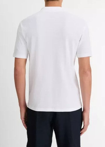 Vince Cotton-Blend Johnny-Collar Polo Shirt - White