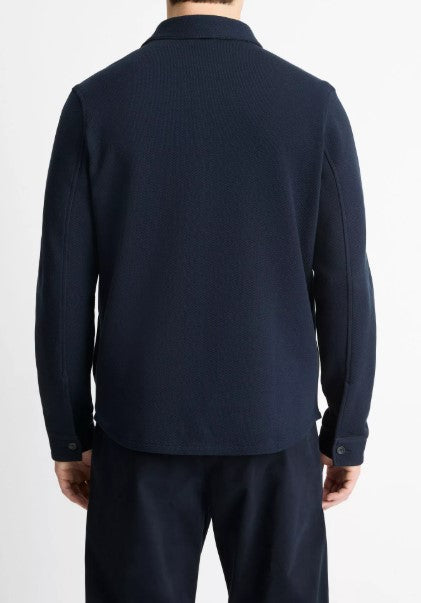 Vince Double-Knit Cotton-Blend Piqué Shirt Jacket - Coastal Blue