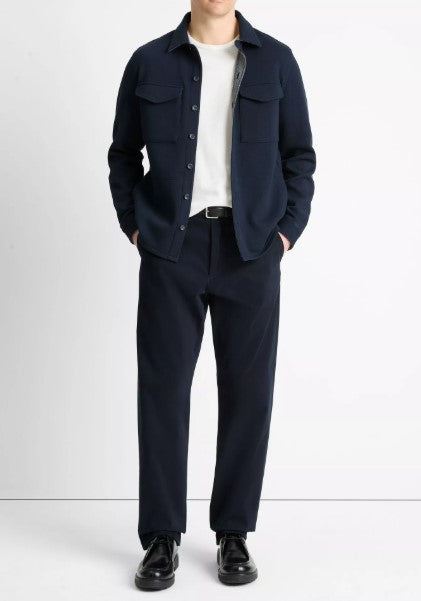 Vince Double-Knit Cotton-Blend Piqué Shirt Jacket - Coastal Blue
