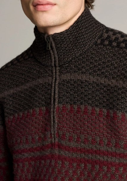 Vince Merino Wool-Blend Variegated Jacquard Quarter-Zip Sweater