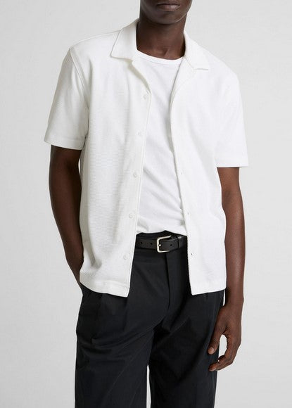 Vince Mesh-Knit Cotton-Blend Cabana Shirt - Optic White