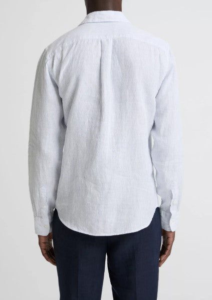 Vince Tate Stripe Linen Button-Front Shirt