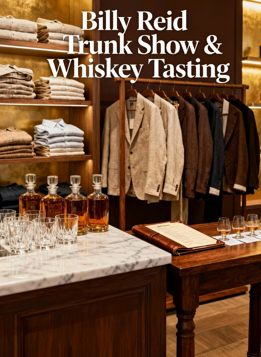 Billy Reid Trunk Show and Whiskey Tasting – Raggs - Fashion for Men